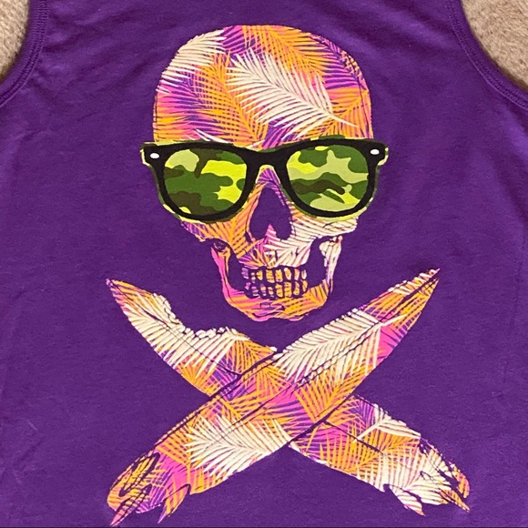 Boho Hippie Skeleton Camo Purple Tank Sz XS/S - Picture 3 of 8